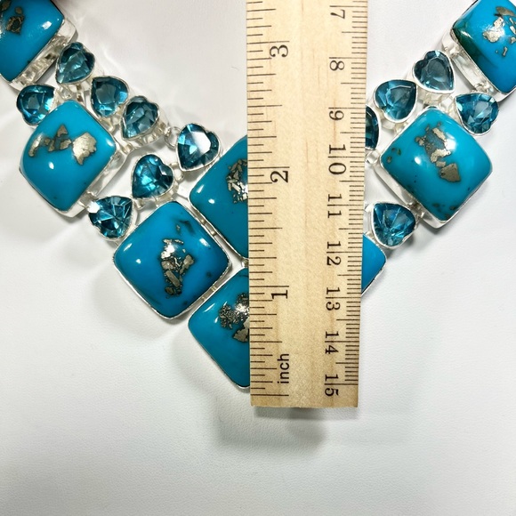 Persian Turquoise 925 Large Gemstone Necklace & Bracelet ONLY (synthetic) - Picture 7 of 9
